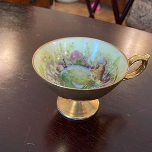 Vintage Gold Maru Ichi Teacup with Fruit Design on Interior